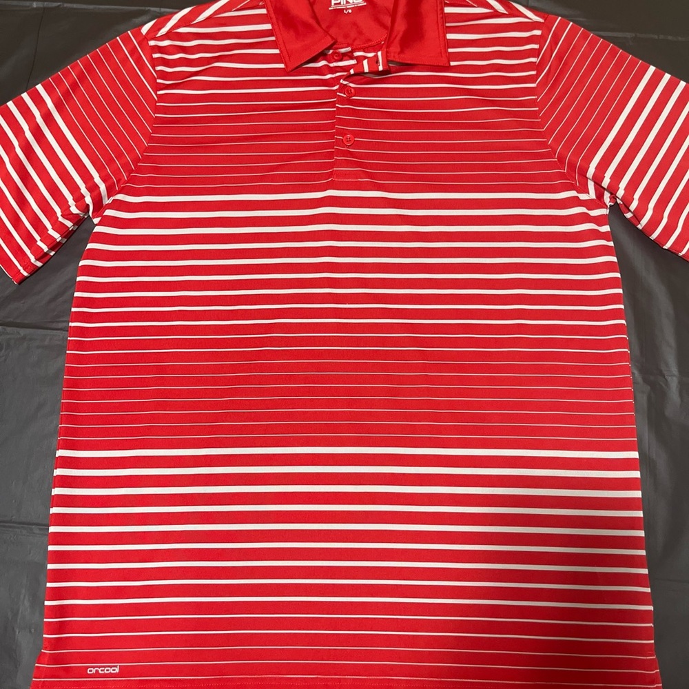 Ping Red and White Striped Polo Shirt